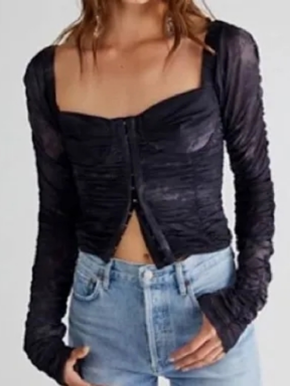 Free People All Night Corset Bustier Fitted Ruched Top Black Size M